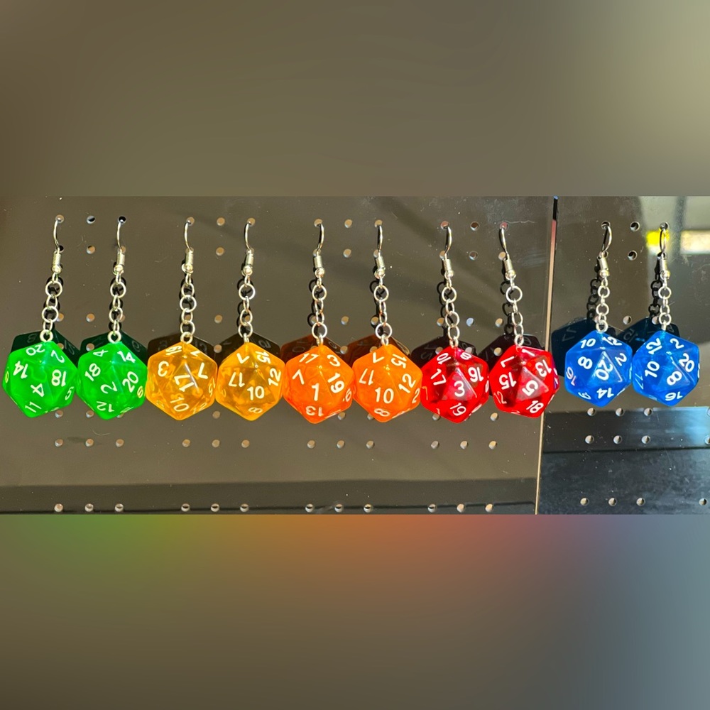 12 sided dice gamer earrings